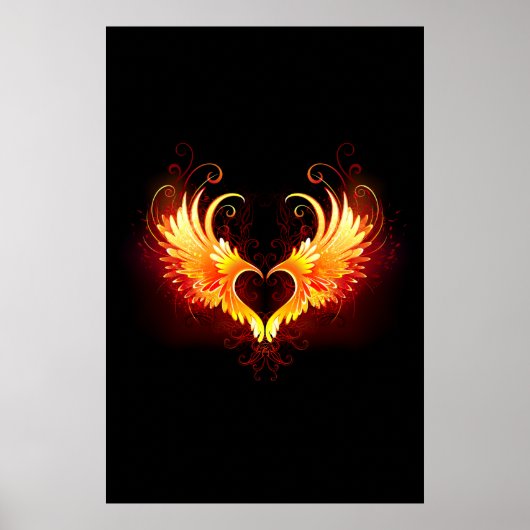 Angel Fire Heart met Wings Poster (Voorkant)