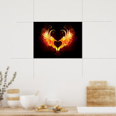 Angel Fire Heart met Wings Poster (Keuken)