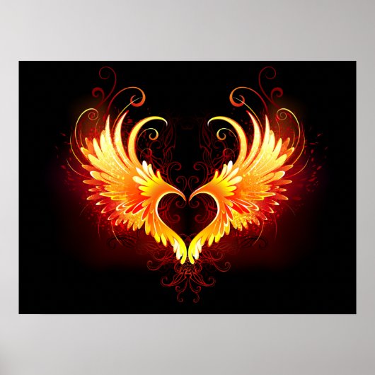 Angel Fire Heart met Wings Poster (Voorkant)