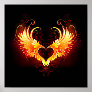 Angel Fire Heart met Wings Poster