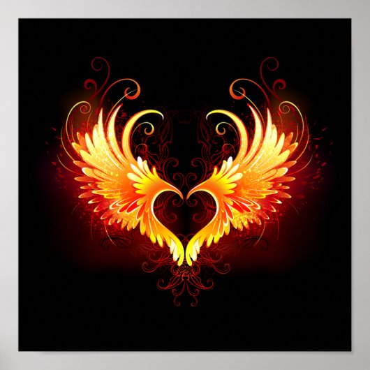 Angel Fire Heart met Wings Poster (Voorkant)