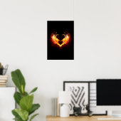 Angel Fire Heart met Wings Poster (Thuiskantoor)