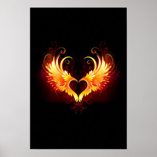 Angel Fire Heart met Wings Poster