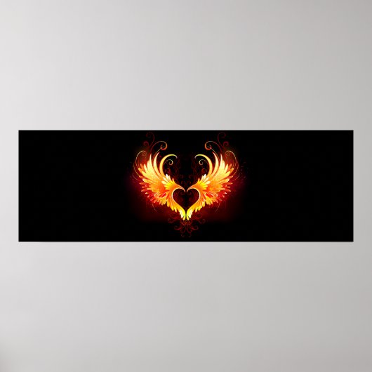 Angel Fire Heart met Wings Poster (Voorkant)