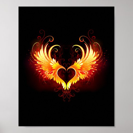 Angel Fire Heart met Wings Poster (Voorkant)