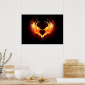Angel Fire Heart met Wings Poster (Keuken)