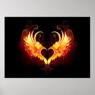 Angel Fire Heart met Wings Poster
