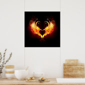 Angel Fire Heart met Wings Poster (Keuken)