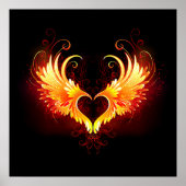 Angel Fire Heart met Wings Poster (Voorkant)
