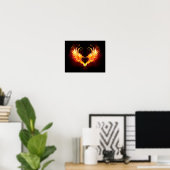 Angel Fire Heart met Wings Poster (Thuiskantoor)