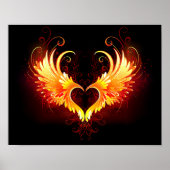 Angel Fire Heart met Wings Poster (Voorkant)