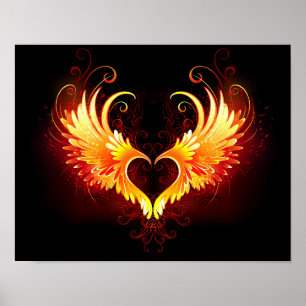 Angel Fire Heart met Wings Poster