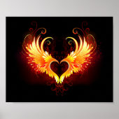 Angel Fire Heart met Wings Poster (Voorkant)
