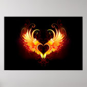 Angel Fire Heart met Wings Poster (Voorkant)