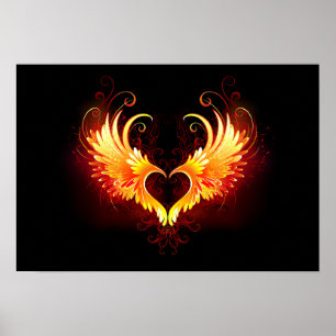 Angel Fire Heart met Wings Poster