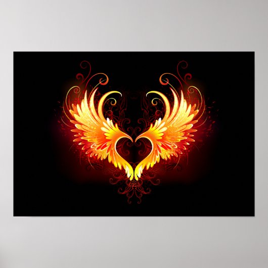 Angel Fire Heart met Wings Poster (Voorkant)