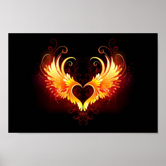 Angel Fire Heart met Wings Poster (Voorkant)