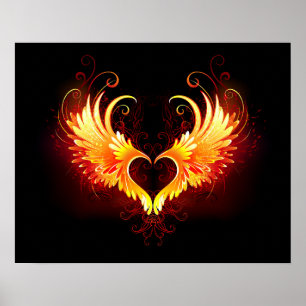 Angel Fire Heart met Wings Poster