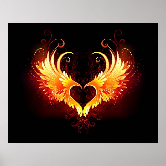 Angel Fire Heart met Wings Poster (Voorkant)