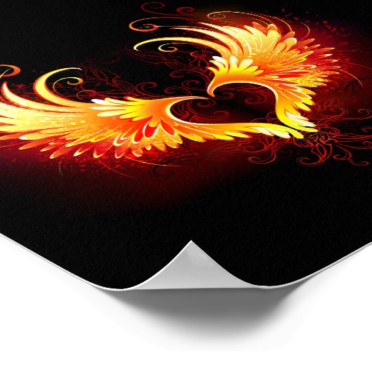 Angel Fire Heart met Wings Poster (Hoek)