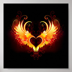 Angel Fire Heart met Wings Poster