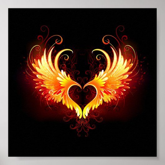 Angel Fire Heart met Wings Poster (Voorkant)