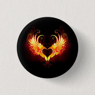 Angel Fire Heart met Wings Ronde Button 3,2 Cm