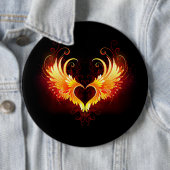 Angel Fire Heart met Wings Ronde Button 6,0 Cm (In situ)