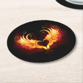 Angel Fire Heart met Wings Ronde Kartonnen Onderzetter (Gebogen)
