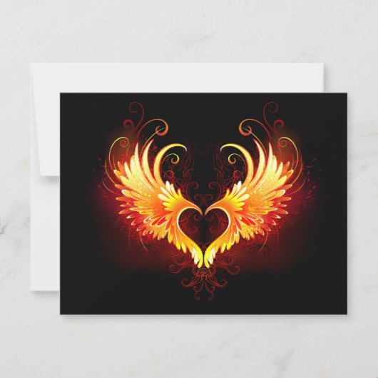 Angel Fire Heart met Wings RSVP Kaartje (Voorkant)