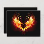 Angel Fire Heart met Wings RSVP Kaartje (Voorkant / Achterkant)