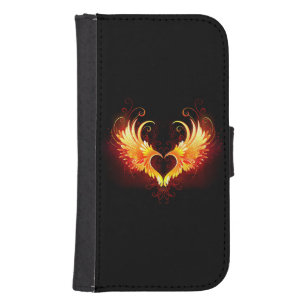 Angel Fire Heart met Wings Galaxy S4 Portefeuille Hoesje