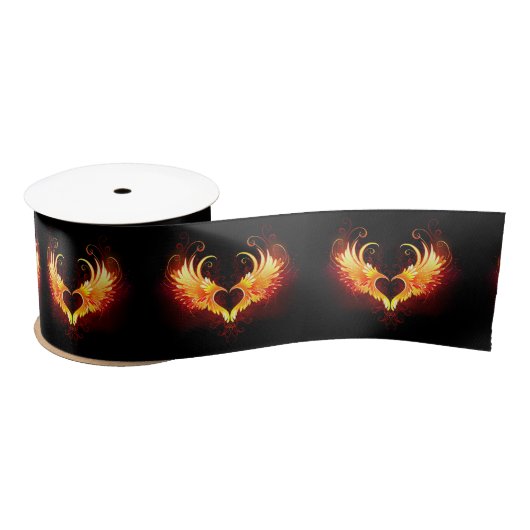 Angel Fire Heart met Wings Satijnen Lint (Spoel)