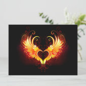 Angel Fire Heart met Wings Save The Date (Staand voorkant)