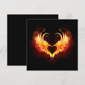Angel Fire Heart met Wings Save The Date (Voorkant / Achterkant)