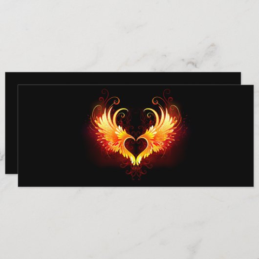 Angel Fire Heart met Wings Save The Date (Voorkant / Achterkant)