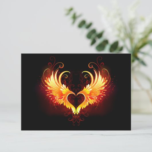 Angel Fire Heart met Wings Save The Date (Staand voorkant)