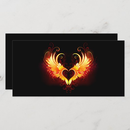Angel Fire Heart met Wings Save The Date (Voorkant / Achterkant)