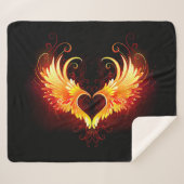Angel Fire Heart met Wings Sherpa Deken (Voorkant (horizontaal))