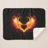 Angel Fire Heart met Wings Sherpa Deken (Voorkant (horizontaal))