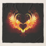 Angel Fire Heart met Wings Sjaal<br><div class="desc">Engel vuurhart met vlammende vleugels op zwarte achtergrond.</div>