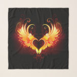 Angel Fire Heart met Wings Sjaal<br><div class="desc">Engel vuurhart met vlammende vleugels op zwarte achtergrond.</div>