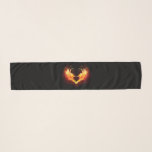 Angel Fire Heart met Wings Sjaal<br><div class="desc">Engel vuurhart met vlammende vleugels op zwarte achtergrond.</div>