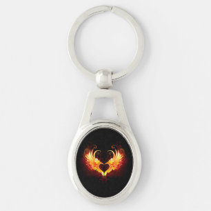 Angel Fire Heart met Wings Sleutelhanger