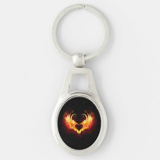 Angel Fire Heart met Wings Sleutelhanger (Voorkant)