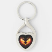 Angel Fire Heart met Wings Sleutelhanger (Voorkant)