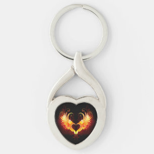 Angel Fire Heart met Wings Sleutelhanger