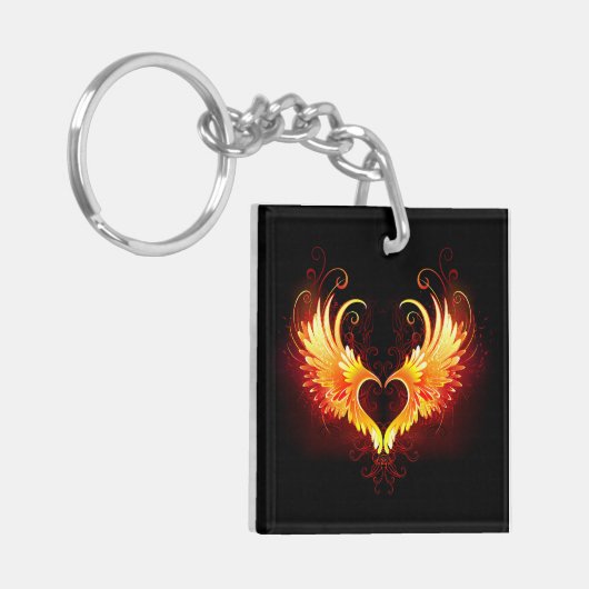 Angel Fire Heart met Wings Sleutelhanger (Voorkant Links)
