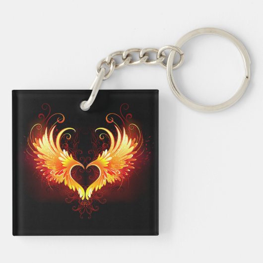 Angel Fire Heart met Wings Sleutelhanger (Achterkant)