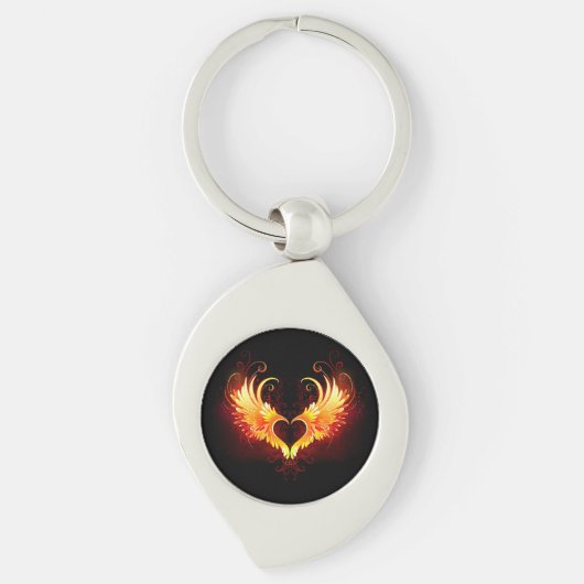 Angel Fire Heart met Wings Sleutelhanger (Voorkant)